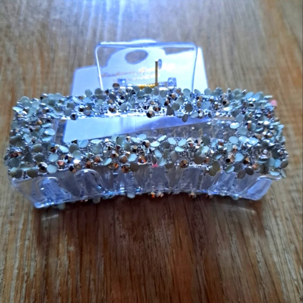 Fashion Jewelry Silver Gray Medium 14 Claws Shimmering Hair Clip New